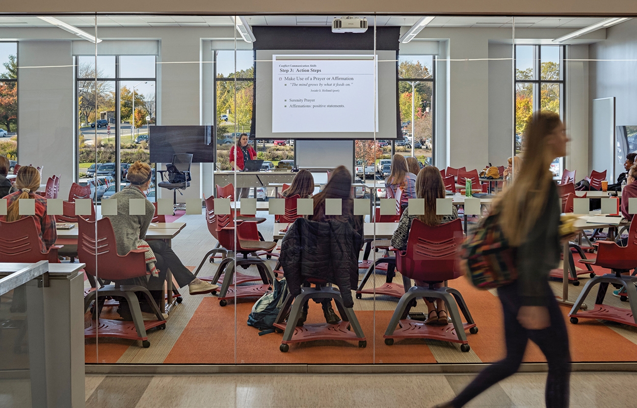 Glass-walled classroom