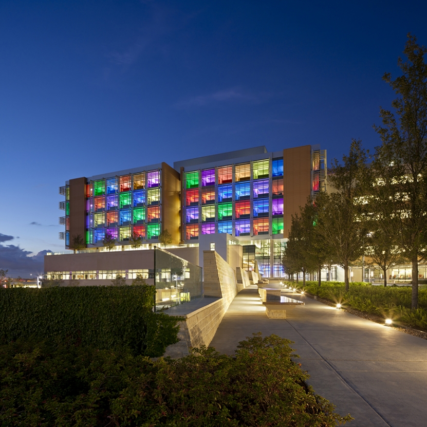 exterior view at dusk