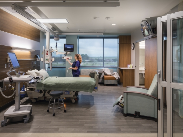 Patient room with nurse