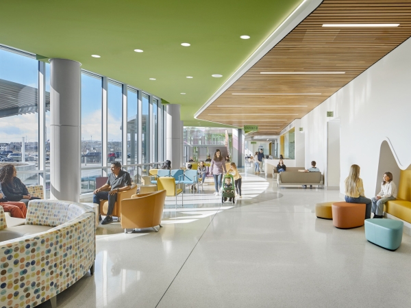 Colorful Interior of children's medical lobby & hallway